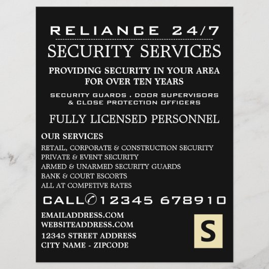 Plain Security Service Personor Advert Flyer チラシ (正面)