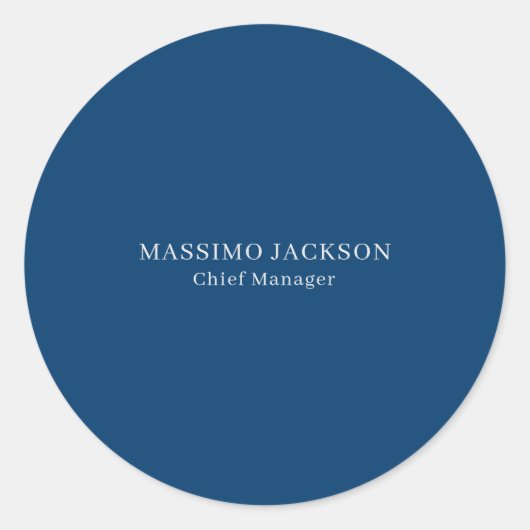 Plain Simple Blue Trendy Minimalist Professional ラウンドシール (正面)