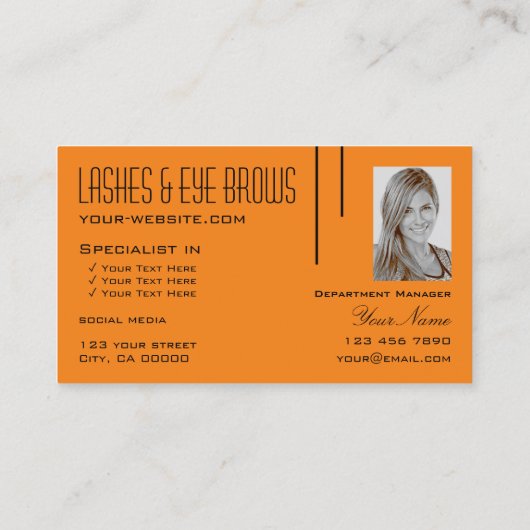 Plain Tiger Orangeシンプルモノグラムと写真 名刺 (裏面)