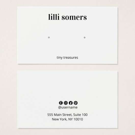 Plain White Earring Display Card (正面&裏面)