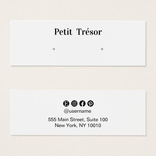 Plain White Stud Earring Display (正面&裏面)