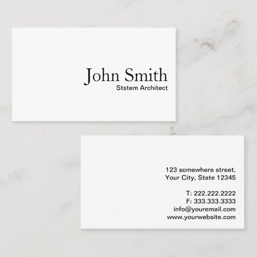 Plain White System Architect名刺 名刺 (正面/裏面)