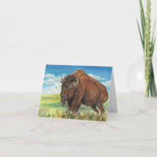 Plains Bull Buffalo American Bison Wildlife Art カード