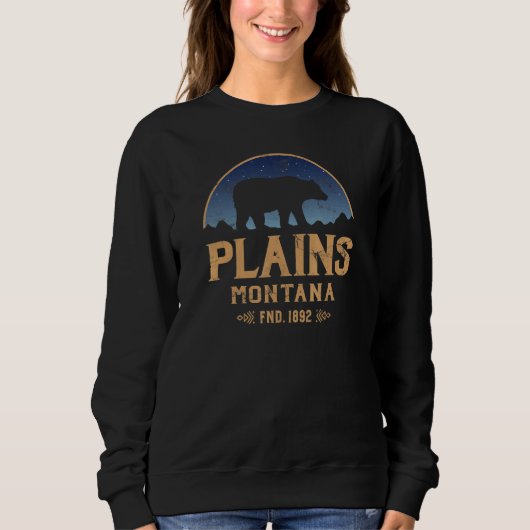 Plains Montana MT Big Sky Country Bear & Mountains スウェットシャツ (正面)