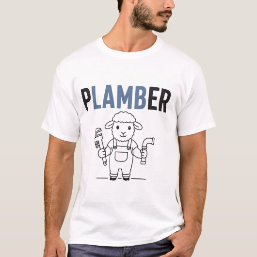 Plamber – 面白い羊の配管工パロディ tシャツ (正面)