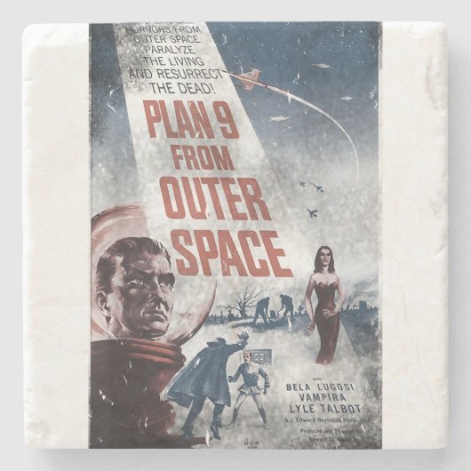 PLAN 9 FROM OUTER SPACE映画ポスターヴィンテージ映画 ストーンコースター (正面)