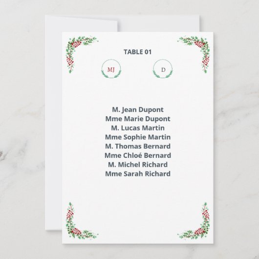 Plan de table individuel Chic 招待状 (正面)
