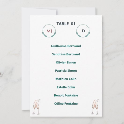 Plan de Table Individuel Chic – Harmony Journey 招待状 (正面)