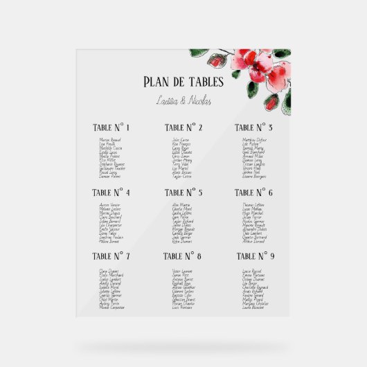 Plan de tables アクリルサイン (正面)