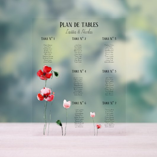 Plan de tables "Coquelicots" アクリルサイン (ニュートラル)