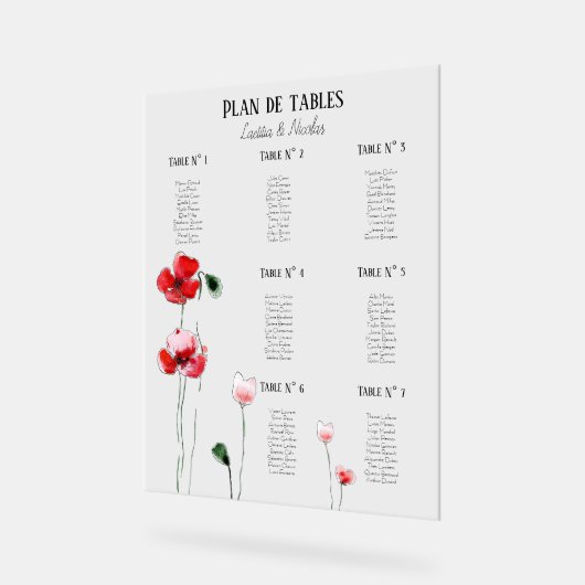 Plan de tables "Coquelicots" アクリルサイン (傾斜)