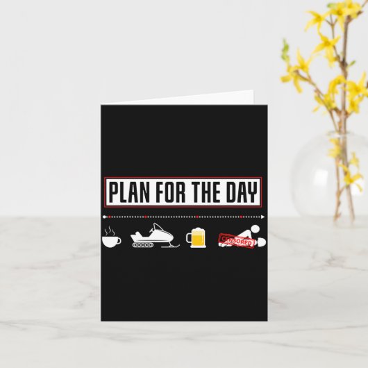 Plan For The Day Funny Snowmobile  カード (黄色い花)