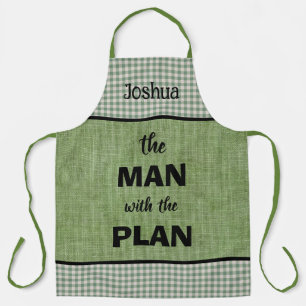Plan Green+Gingham Checkをモノグラムの持つ人 エプロン