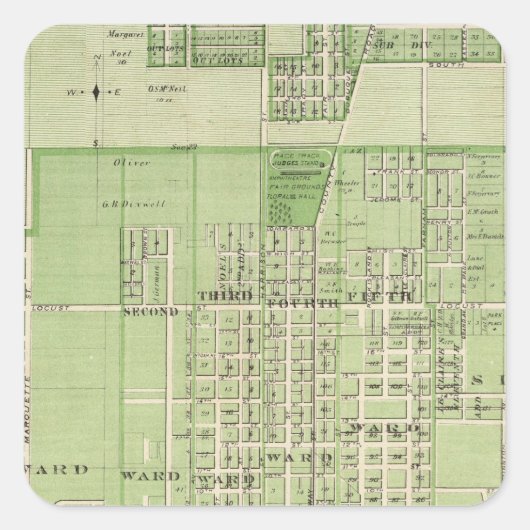 Plan of Davenport, Scott County, Iowa州 スクエアシール (正面)
