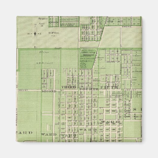 Plan of Davenport, Scott County, Iowa州 マグネット (正面)