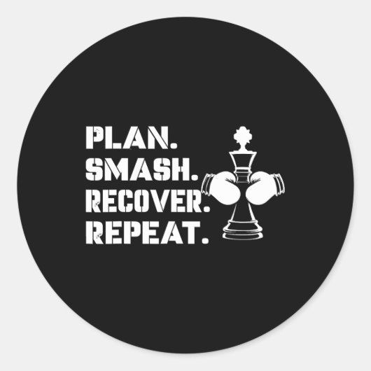 Plan. Smash. Recover. Repeat.' - Chess Boxing ラウンドシール (正面)