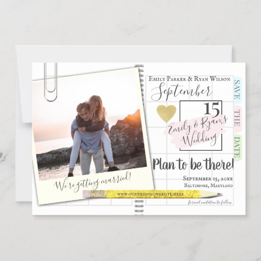 Plan To Thereプランナー日付カレンダーの保存 マグネット招待状 (正面)