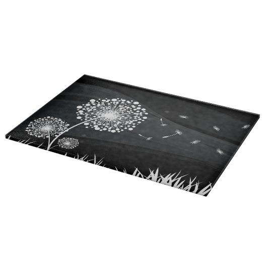 Planche À Découper Pissenlit noir et blanc カッティングボード (角)