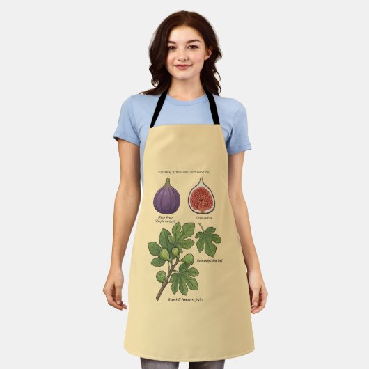 Planche Botanique Figue Ficus Carica エプロン (着用した状態)