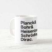 Planck及びBohr及びHeisenberg及びSchrödinger及びDirac コーヒーマグカップ (正面左)