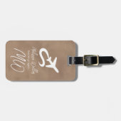 Plane (front side), World Map (back) old-brown ラゲッジタグ (正面横)