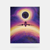 Plane in flight city and eclipse アクリルサイン (正面)