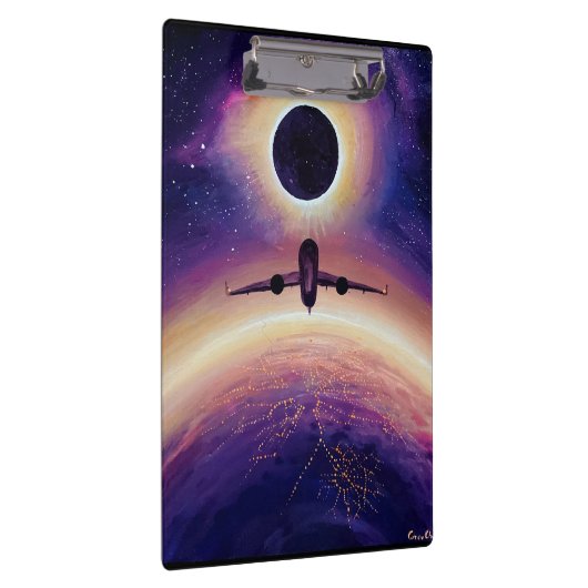 Plane in flight city and eclipse クリップボード (右)