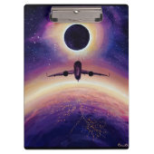 Plane in flight city and eclipse クリップボード (正面)