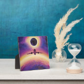 Plane in flight city and eclipse フォトプラーク (インサイチュ)