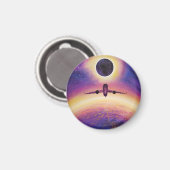 Plane in flight city and eclipse マグネット (正面/裏面)