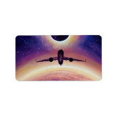 Plane in flight city and eclipse ラベル (正面)