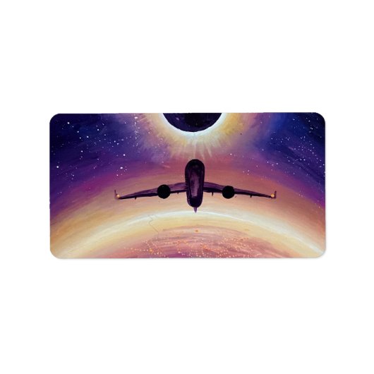 Plane in flight city and eclipse ラベル (正面)