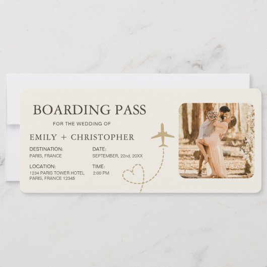 Plane Ticket Wedding Boarding Pass  (正面)