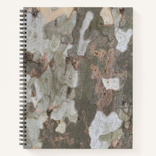 Plane tree camouflage looks bark pattern notebook ノートブック (正面)