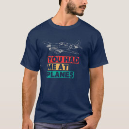 PLANESで恋に落ちたわ P-40 ビンテージ飛行機の楽しさ Tシャツ