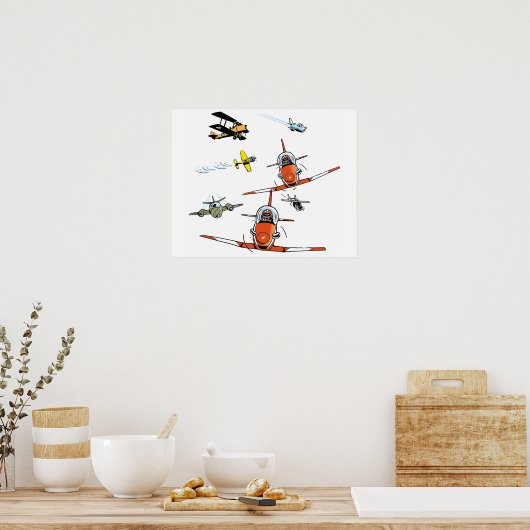 Planes Flying Aviation Art Poster ポスター (キッチン)