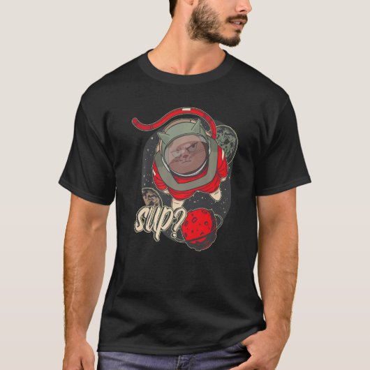 Planet Astronaut Space Cat Kids Astrology Tシャツ (正面)