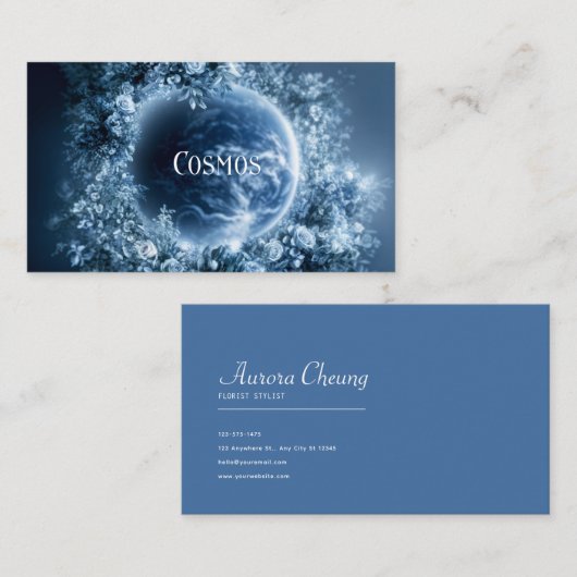 Planet Earth Floral Wreath Starry Night 名刺 (正面/裏面)