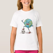 Planet Earth playing soccer Tシャツ (正面)