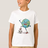 Planet Earth playing soccer Tシャツ (正面)