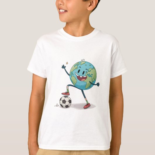 Planet Earth playing soccer Tシャツ (正面)