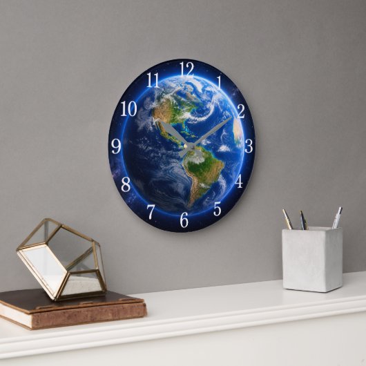 Planet Earth Wall Clock — Space-Inspired Design ラージ壁時計 (オフィス)