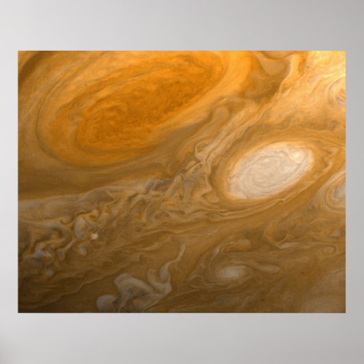 Planet Jupiter Swirling Storms and Big Red Spot ポスター (正面)