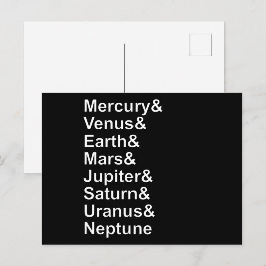 Planet Names Ampersand - Solar System Planets ポストカード (正面/裏面)