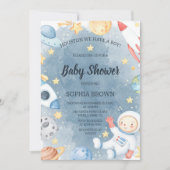 Planet Outer Space Baby Shower Invitation Boy 招待状 (正面)