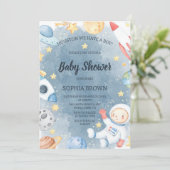 Planet Outer Space Baby Shower Invitation Boy 招待状 (スタンド正面)