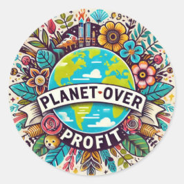 Planet over Profitステッカー ラウンドシール