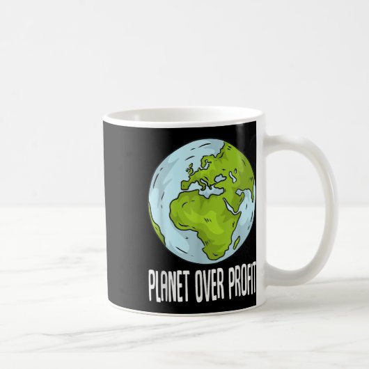 Planet Over Profit救リサイクル環境Ea コーヒーマグカップ (右)