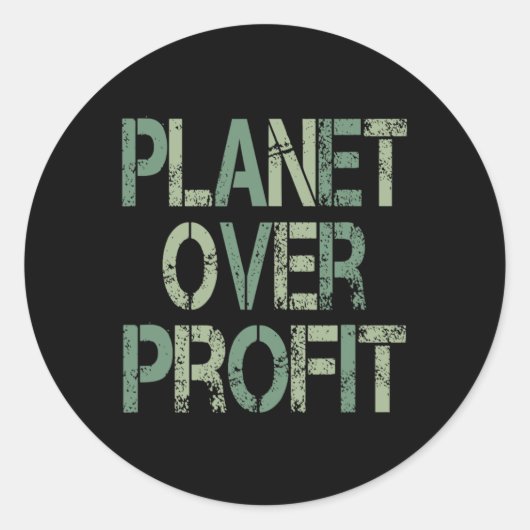 Planet over Profit Earth Dayヴィンテージ ラウンドシール (正面)