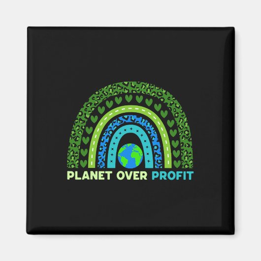 Planet over Profit Earth Day環境虹 マグネット (正面)
